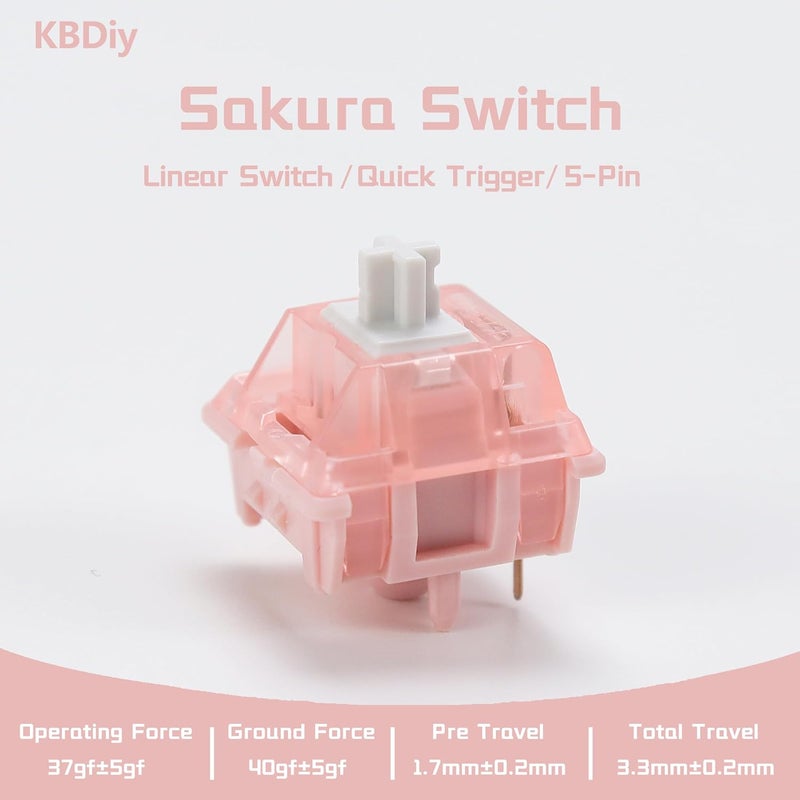 YMKPVR KBDiy Sakura Switch Linear Keyboard Switches for Gaming Mechanical Keyboard KIT Pink Factory Lubed Custom DIY MX HiFi 5Pin(35pcs) - Image 2